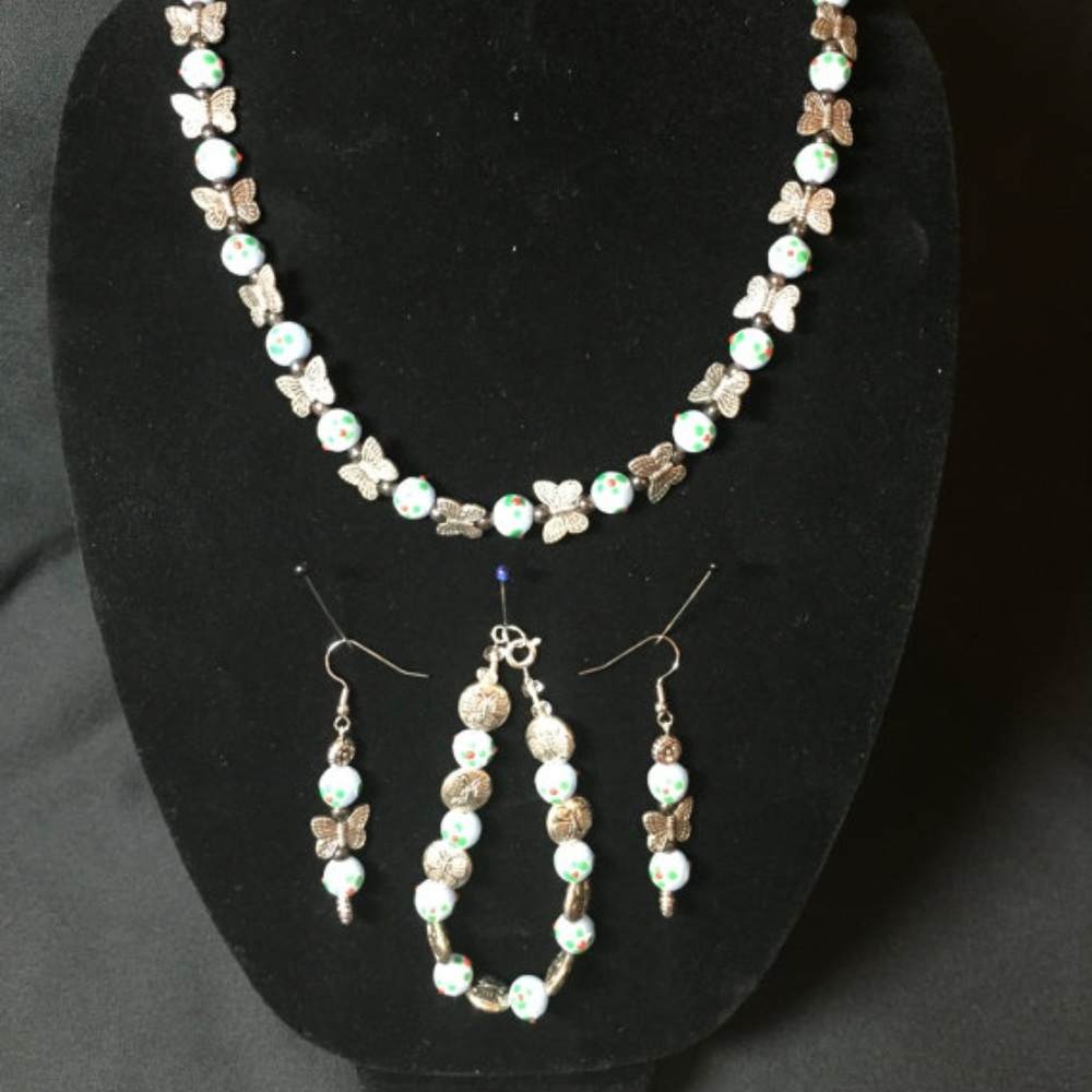 Butterfly BlueLamp Work Beads Handmade Jewelry Set